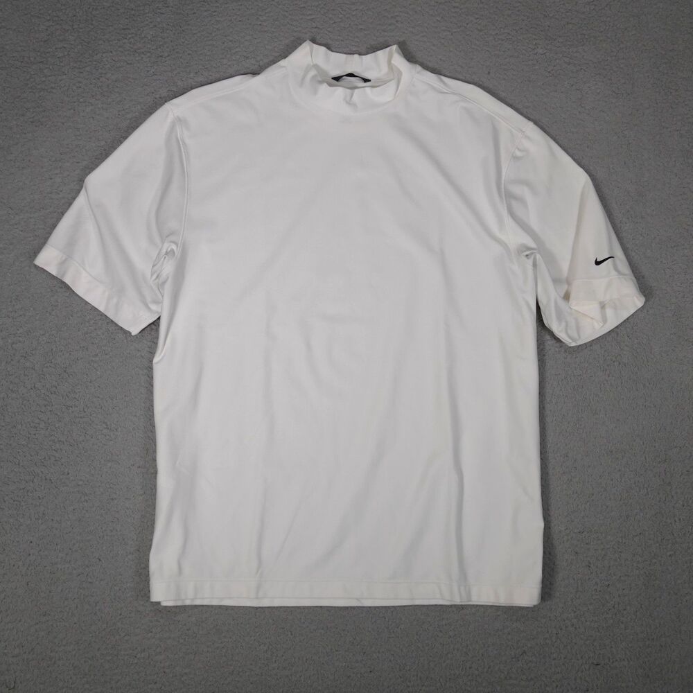 Vintage Nike Golf Dri-FIT UV Mock Neck Shirt Men’s XL Off White Short Sleeve